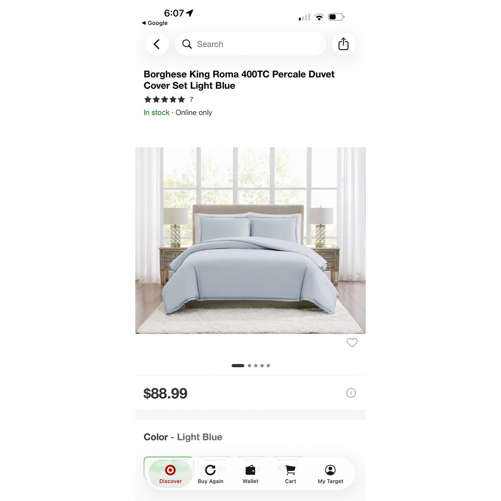 Borghese King Roma 400TC Percale Duvet Cover Set Light Blue Bedding